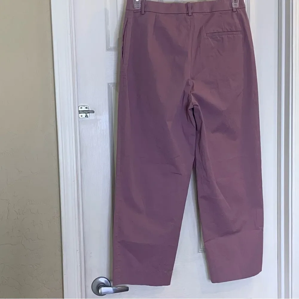 Theory High Waist Straight Lilac Chino Cropped Pants Stretch Cotton Size 6